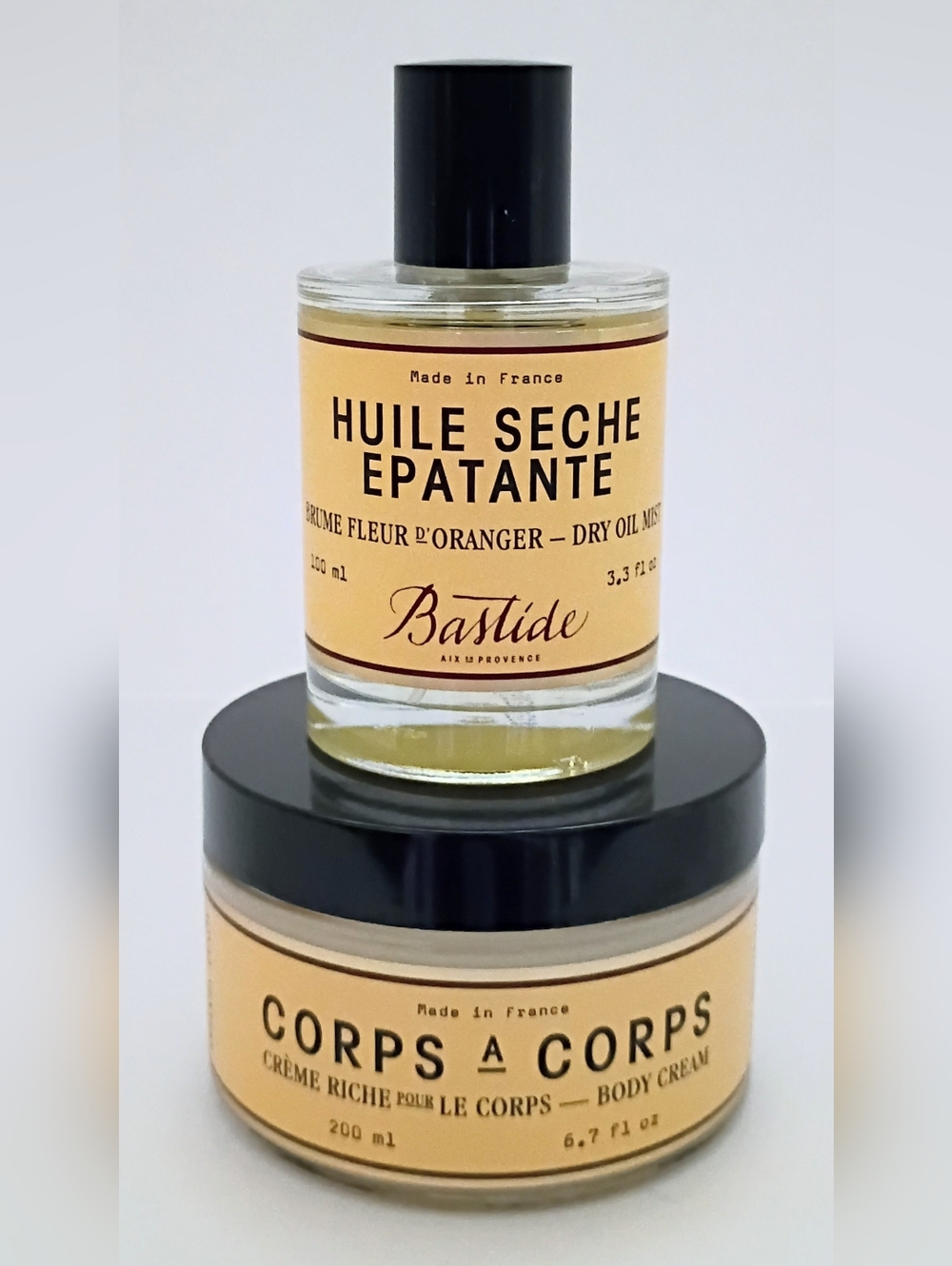 Bastide Corps A Corps Body Cream 6.7oz + Huile Seche Epatante Dry Oil 3.3oz Set